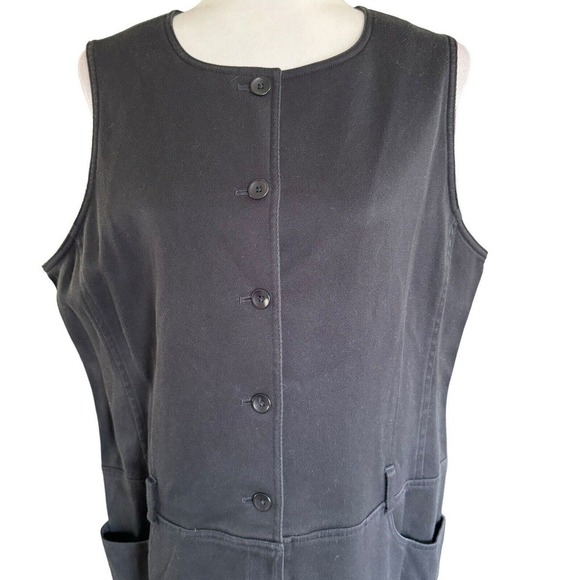 Emanuel Ungaro Women’s Black Denim Dress Sz 16 Button Up Pockets New With Tags - Picture 2 of 10